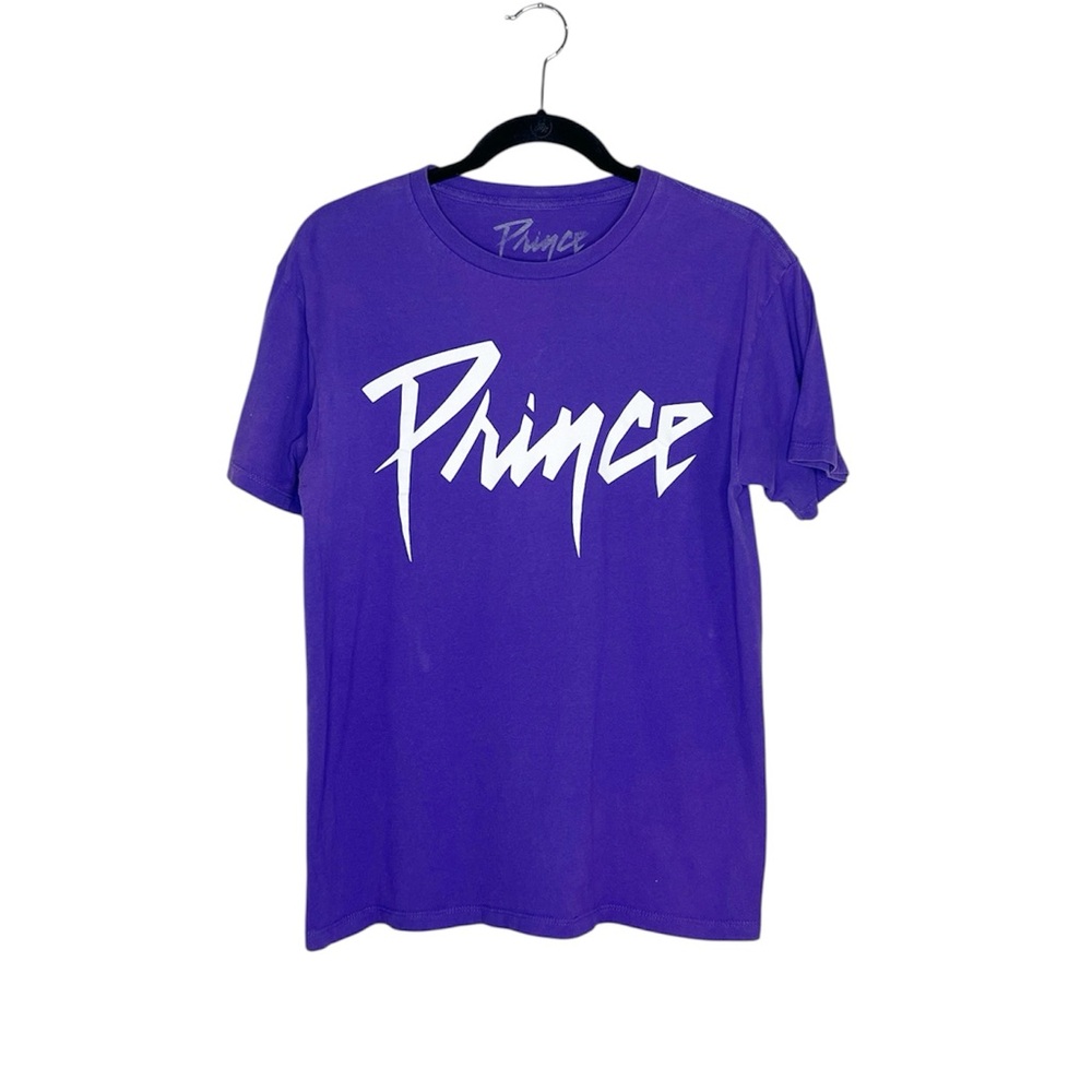 Prince purple and white artist name logo 100% cotton tee size Medium